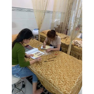 Ga spa Gấm trần bông cao cấp vàng xoắn sang chảnh kèm áo gối