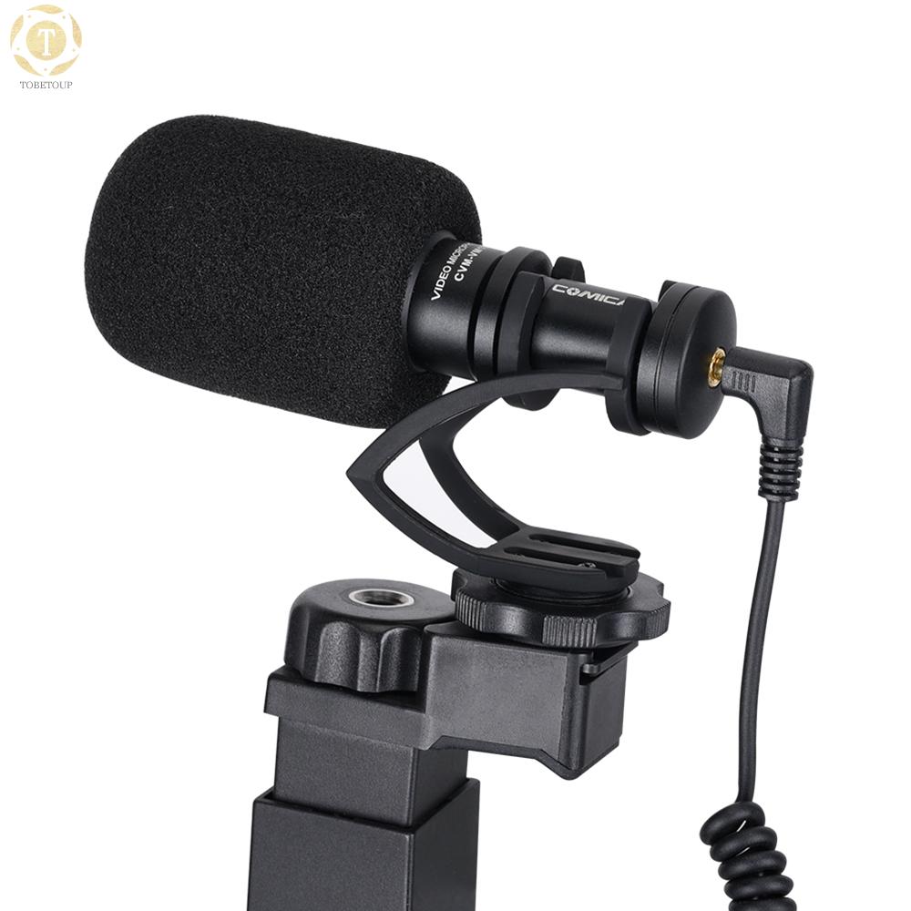 Shipped within 12 hours】 CoMica CVM-VM10-K2 Smartphone Video Rig Kit with Cardioid Directional Video Microphone Phone Holder Mini Tripod for iPhone Samsung Huawei 54-95mm Width Smartphones Microphone [TO]