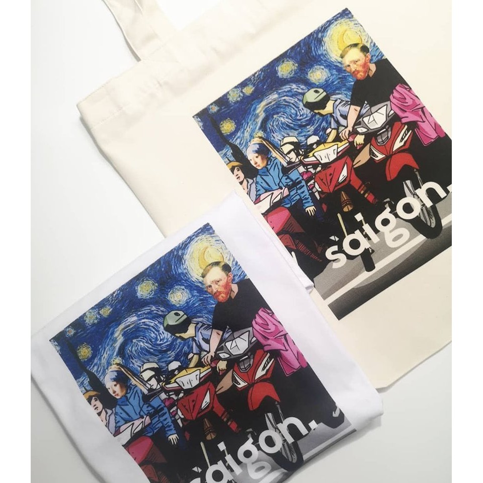 Áo thun ngắn tay unisex Chodole cho cả nam và nữ, chất liệu vải cotton in in hình Van Gogh và Starry Night ở Saigon