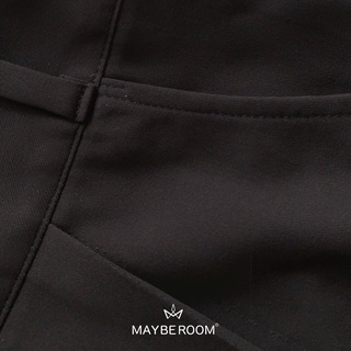 MAYBEROOM® Quần suông đen cạp cao Mono Bottom