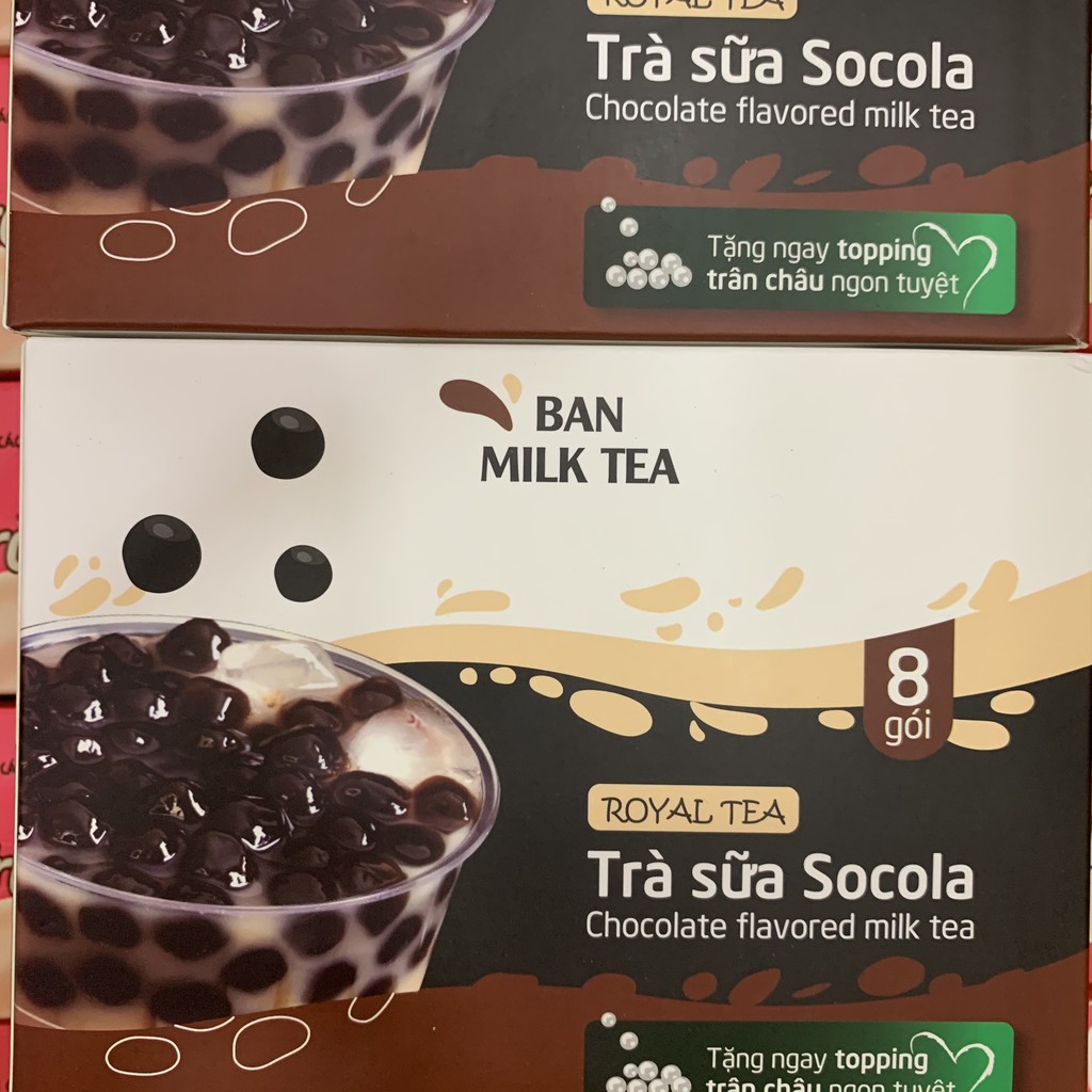 [Mã SKAMLTSM9 giảm 10% đơn 99K] Hộp 8 set trà sữa chân châu Socola Ban Milk Tea ( Date mới)