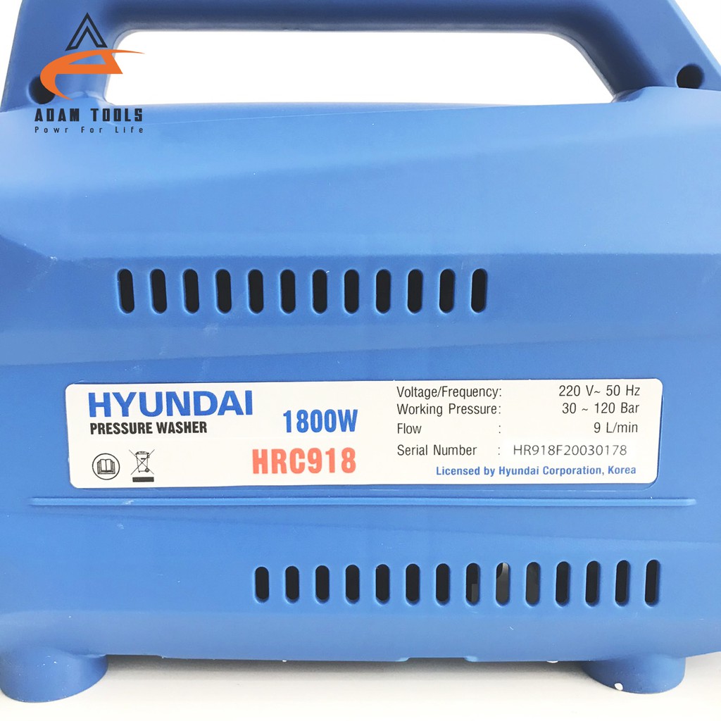 Máy xịt rửa xe chỉnh áp Hyundai HRC918 - 1800w- Hàng chính hãng bảo hành 12 tháng