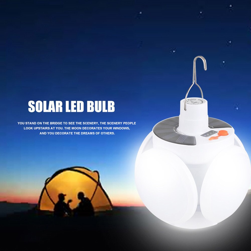 Bóng Đèn Led Tích Điện 5 Cánh Hấp Thụ Năng Lượng Mặt Trời Công Suất 100W