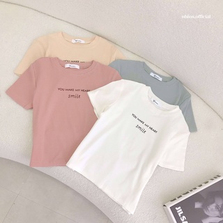 Áo thun croptop nữ, áo thun cổ tròn croptop smile nữ nhienhienvintage BT86