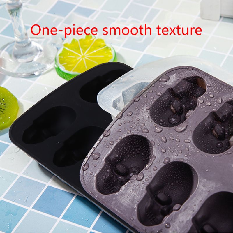 One Khuôn Silicon Làm Đá / Sô Cô La / Cocktail Hình Đầu Lâu 3D DIY 10 Ngăn Tiện Lợi Dành Cho Nhà Bếp / Quán Bar