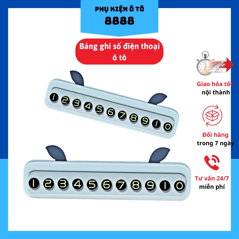 Bảng Ghi Số Điện Thoại Đỗ Xe 8888 Màu Trắng/ Xanh Lam/ Xanh Dương Nhựa Nhỏ Gọn Đủ Số
