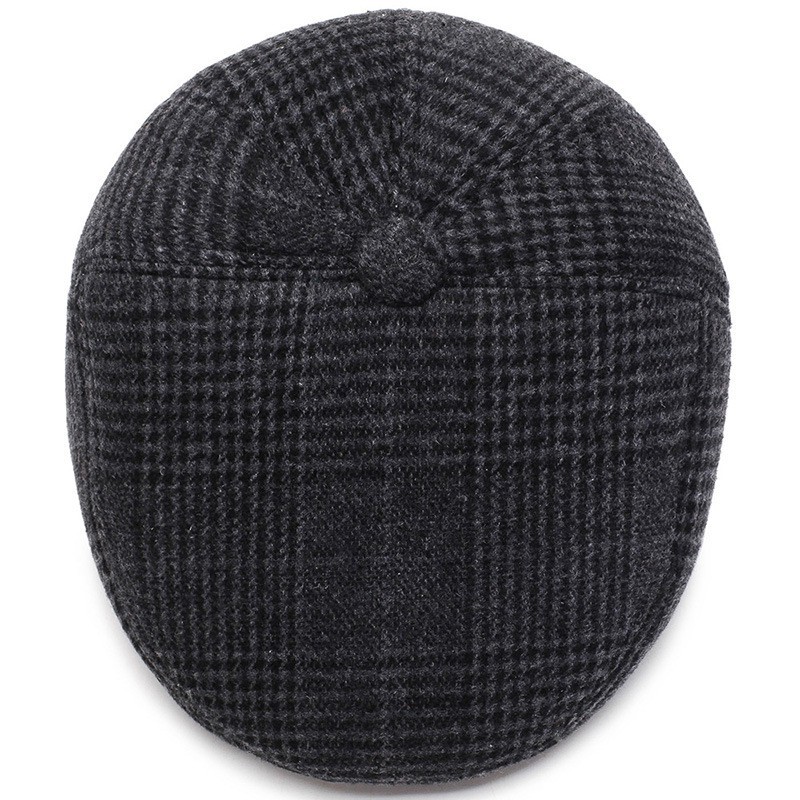 Sale lớn Mua Ngay Mũ nồi – Nón beret kẻ caro có khuy thiết kế che tai ấm áp- Món quà ý nghĩa dành tặng người thân