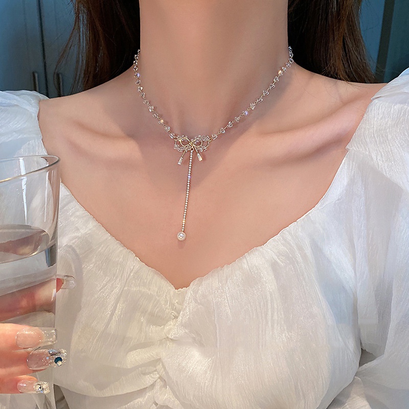 Vòng cổ Mặt Nơ Pha Lê Sang Trọng Cho Nữ