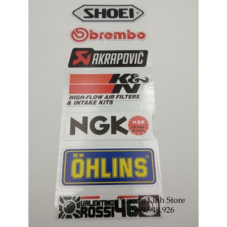 Bộ 6 Logo Sticker Tem dán, Decal dán xe nhiều loại Shoei Obrembo