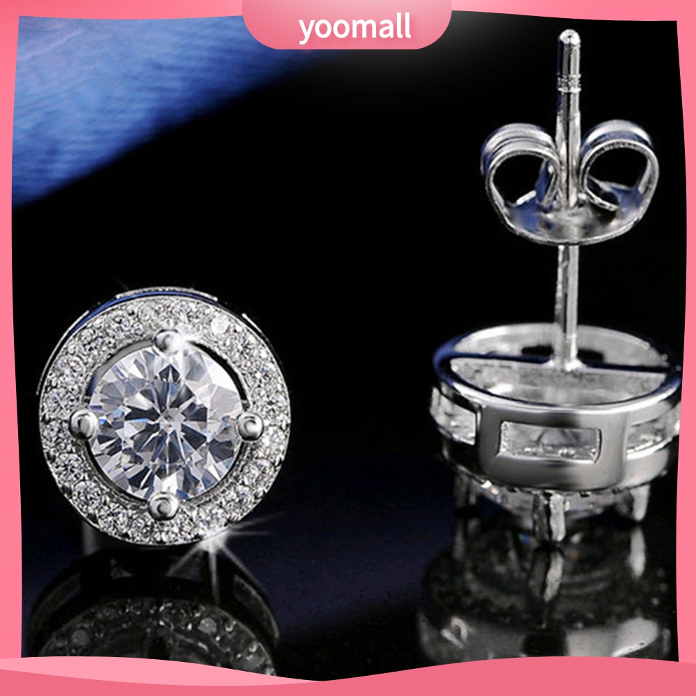 Yomall♡ Bông Tai DạNg TròN ĐíNh Đá ThờI Trang