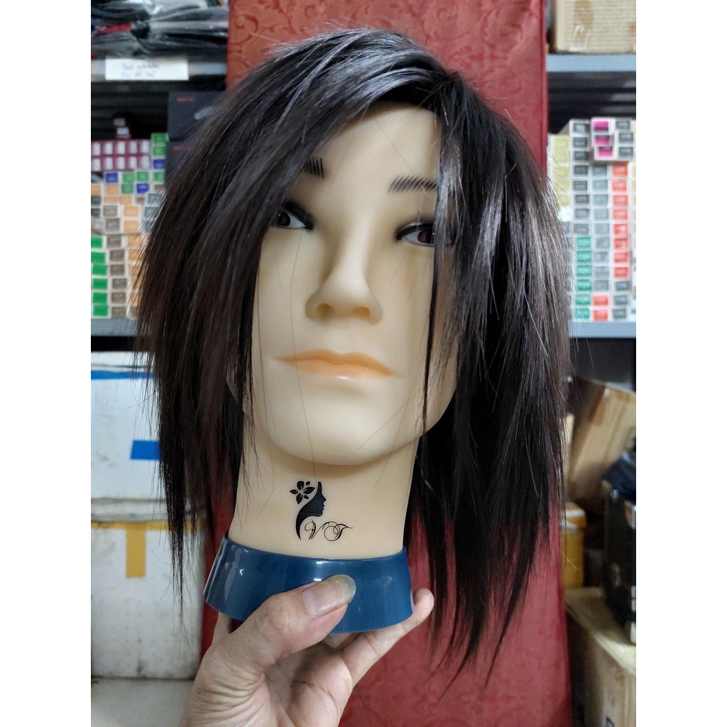 Đầu canh nam tóc thật học sấy, uốn, nhuộm