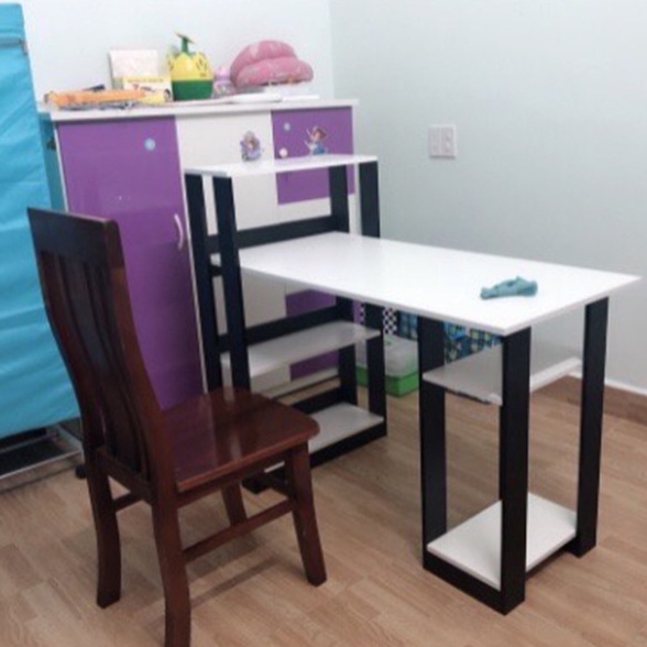 Bàn học, làm việc đen trắng, thiết kế sang trọng hiện đại chất gỗ MDF Cực Hot, kích thước 75x100x40cm dễ dàng lắp ráp