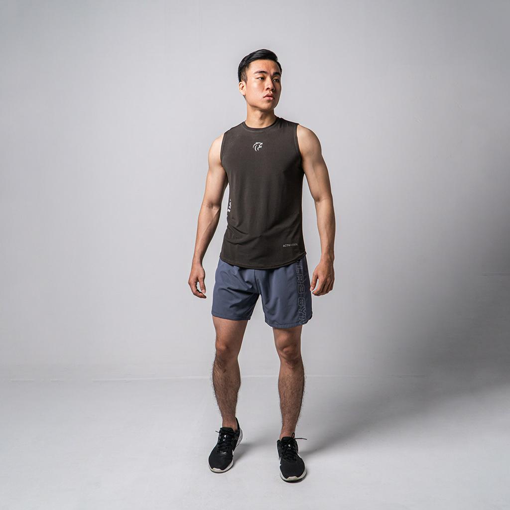 Áo Tanktop tập gym nam Gymlab form fit thể thao vải poly thoáng mát - MID LOGO