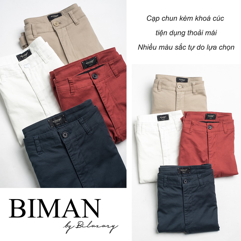 Quần đùi nam Biman by Biluxury short ngố kaki cao cấp co giãn nhẹ thoải mái vận động 5QNKB002