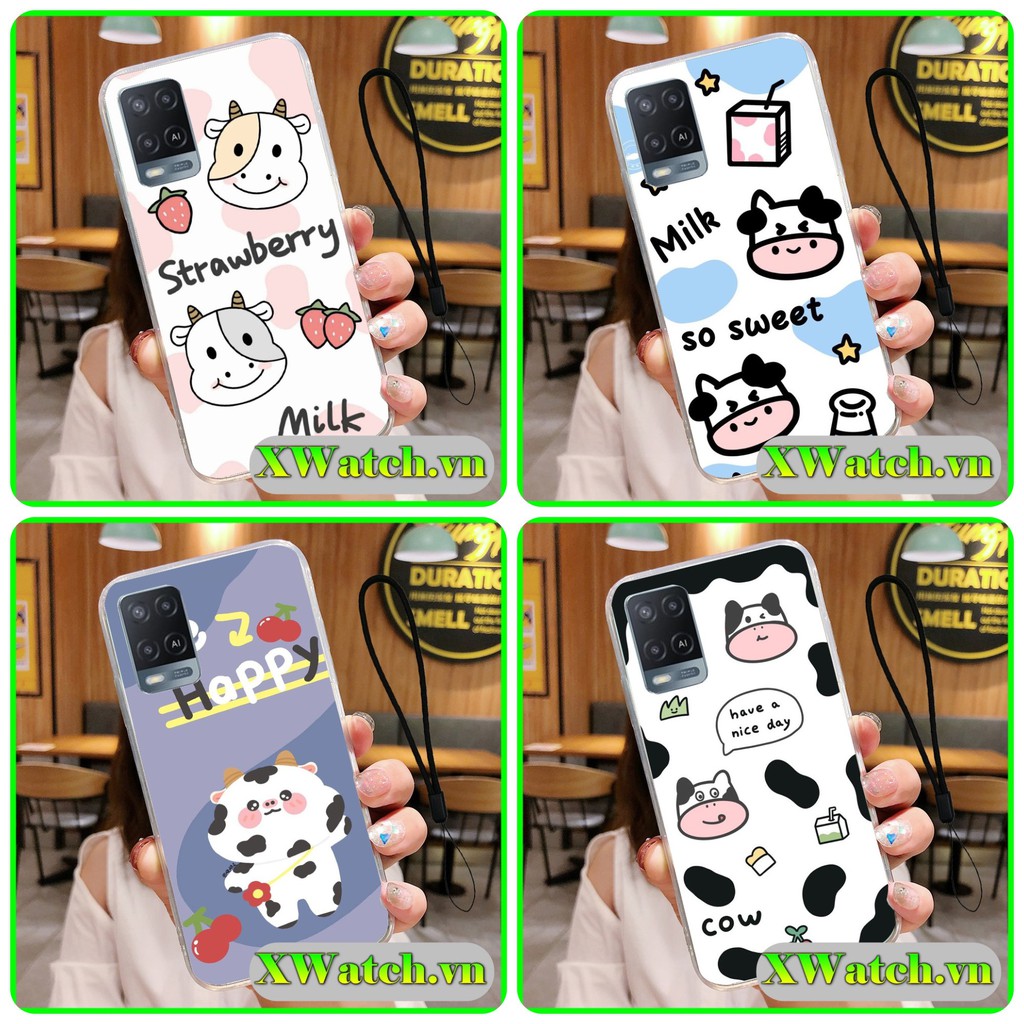 Ốp lưng Silicon Oppo A54 A74  / Reno 4 / Reno 5 / Reno 4 pro in hình Bò sữa cute