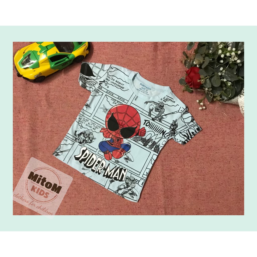 Áo cotton bé trai ♥️ FREESHIP ♥️ Chất thun cotton mềm mịn, họa tiết siêu nhân