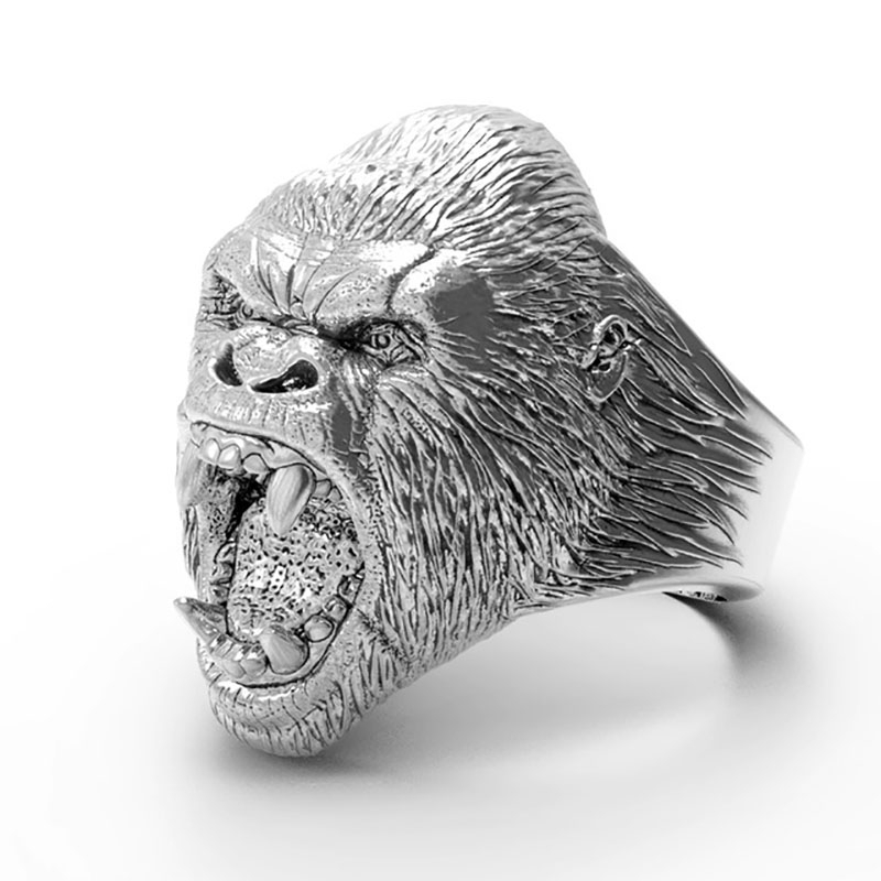 Nhẫn Thép Titan Khắc Hình Gorillas