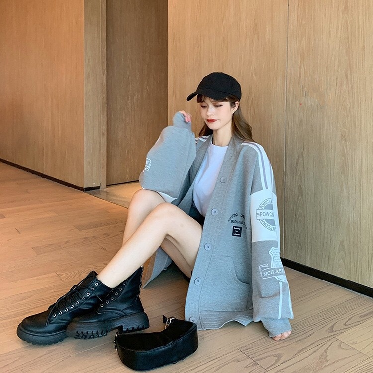 [Giá Sốc] Áo Cardigan, Áo Khoác Nữ Cúc Cài Dáng Rộng Logo BR CON | BigBuy360 - bigbuy360.vn