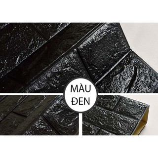 Xốp dán tường 3D màu đen kích thước 70 x 77 cm - Hàng nhập khẩu cao cấp