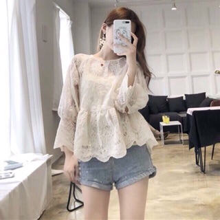 Áo babydoll ren laris top