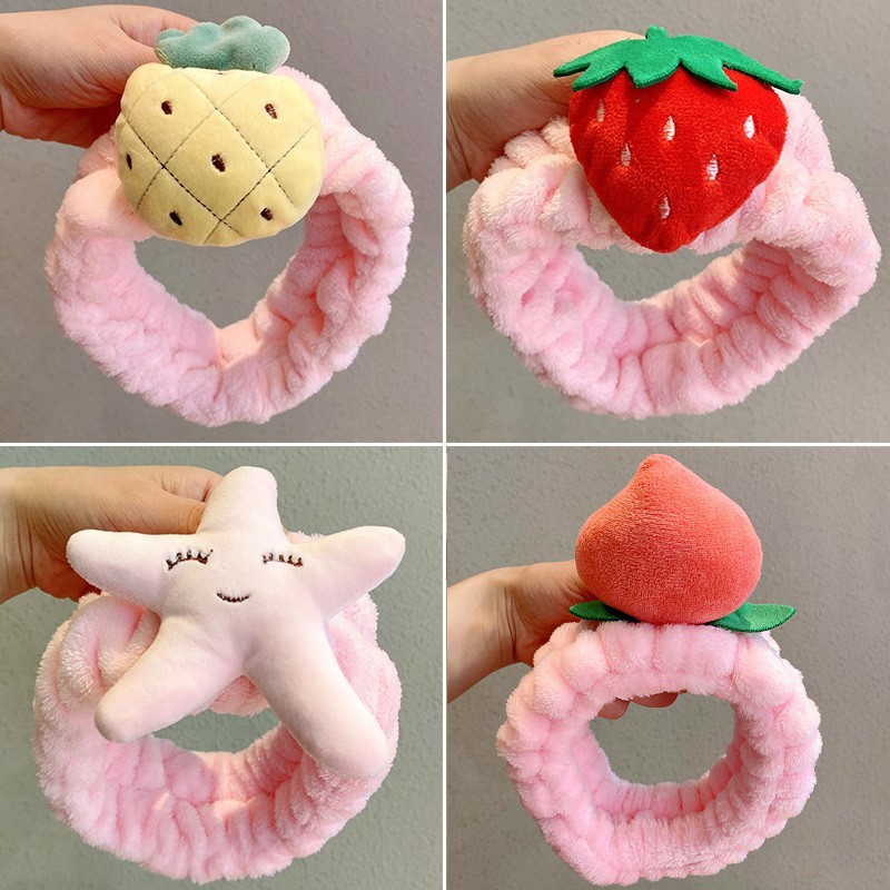 Băng đô hoa quả HOT - Turban tai mèo vải nhung siêu mềm dùng khi trang điểm, rửa mặt và đắp mặt nạ