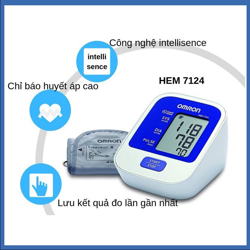 Máy đo huyết áp điện tử Omron Chính Hãng - Hem  -7124 (Tặng quạt mini tích điện)