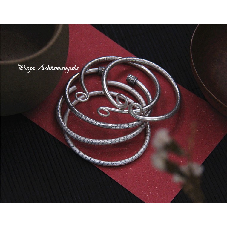 Vòng tay bạc cho nam nữ khắc bát nhã tâm kinh phật giáo bạc S999
