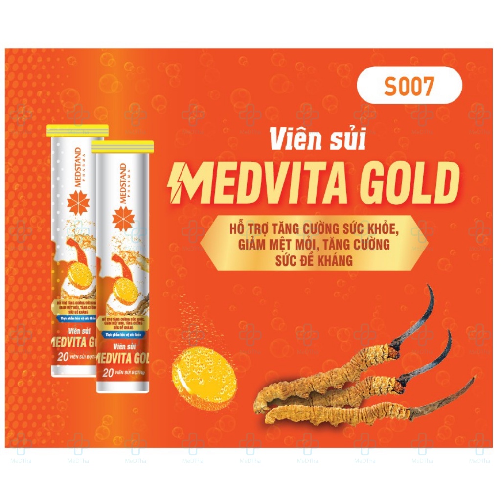 Viên Sủi Cam Đông Trùng Hạ Thảo Medvita Gold - Tăng Sức Đề Kháng, Tăng Cường Sức Khỏe, Giảm Căng Thẳng Mệt Mỏi