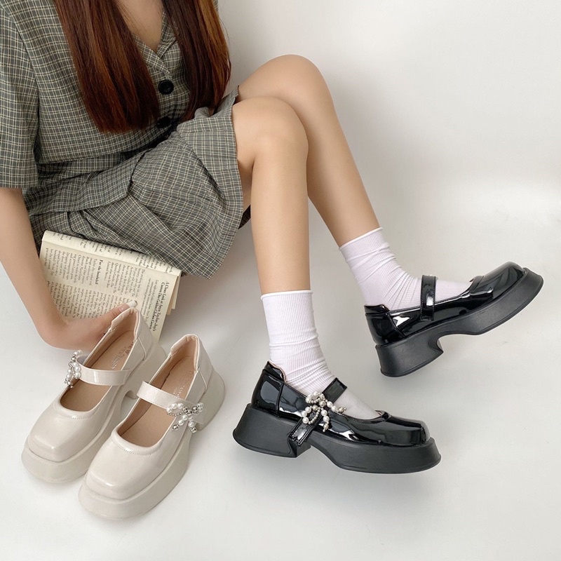 Order _ Giày lolita nữ da mềm hai màu siêu hottrend 2022