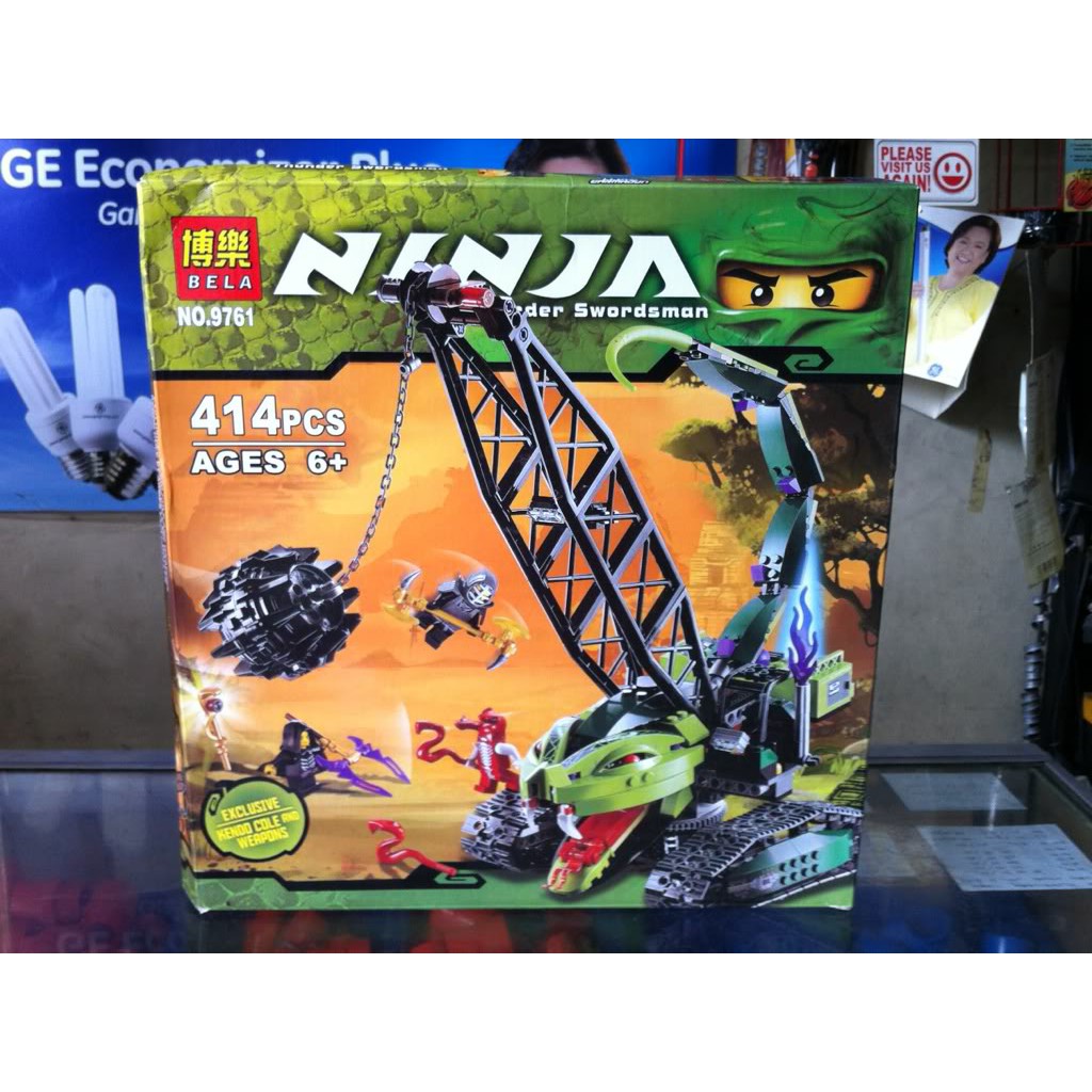 Đồ chơi lắp ráp xếp hình logo bela ninjago xe chùy bọ cáp Lloyd Garmadon và rắn ninja 9761