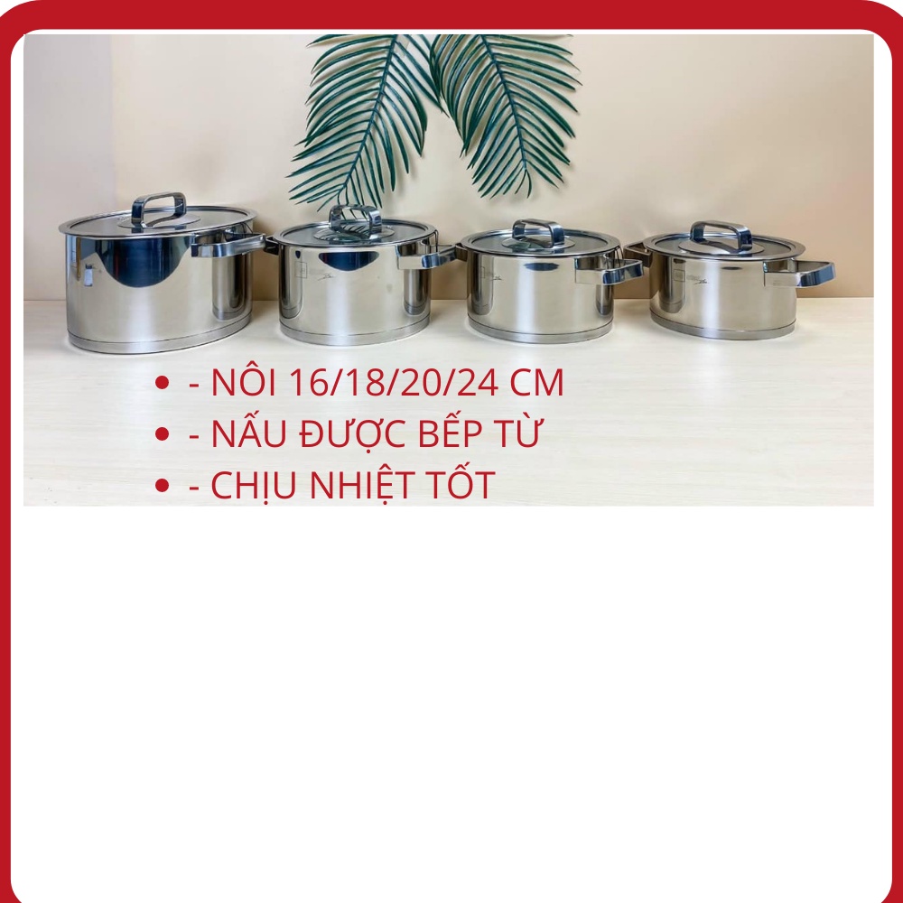 Bộ nồi xửng 3 đáy inox 304 Fivestar Plus 5 món nắp kính ( 1nồi 16cm x1nồi 18cm x1nồi 20cm x1nồi 24cm x 1thân xửng 24cm)