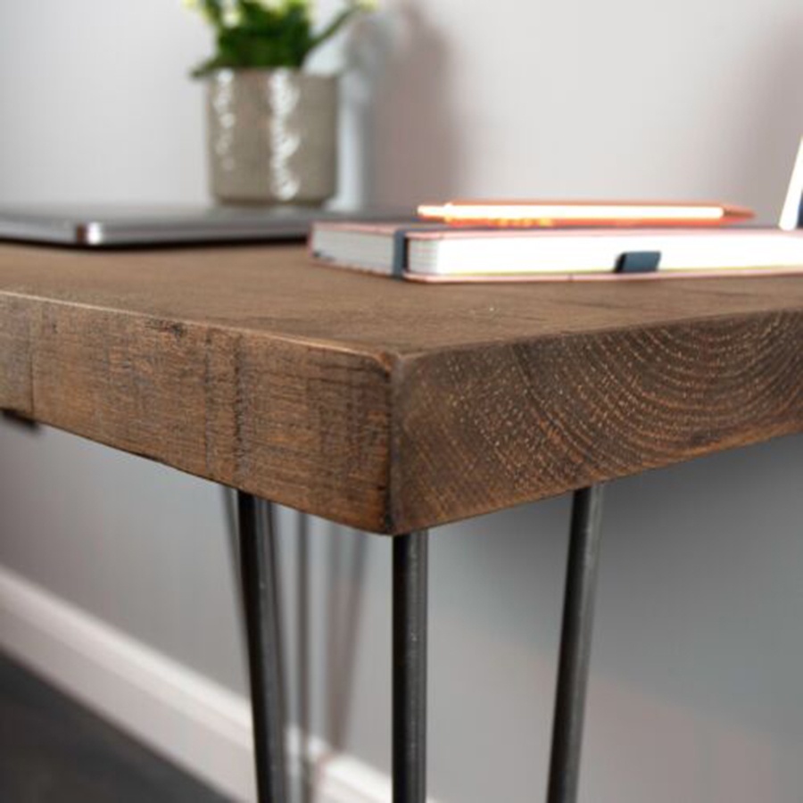 Bàn làm việc gỗ tự nhiên - Bàn làm việc chân sắt 100% gỗ thông - Bàn Vintage siêu Chill  - Nhỏ Decor