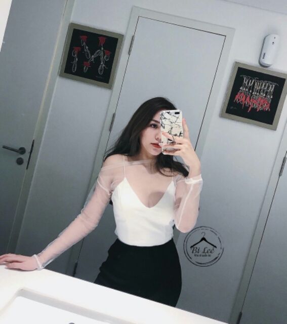 Áo lưới trễ vai kèm lót