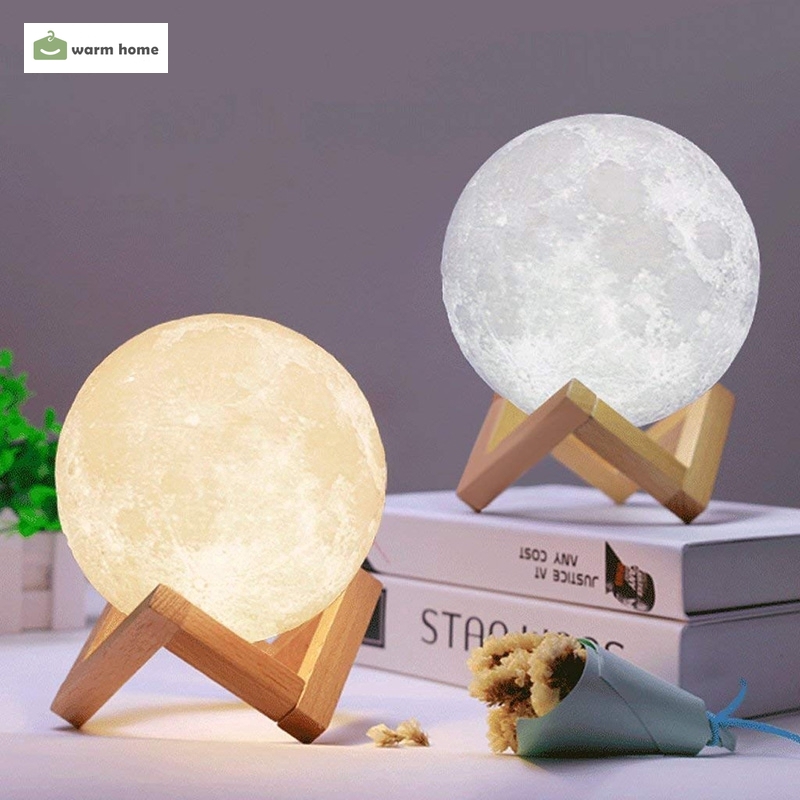 Đèn LED 3D hình mặt trăng tròn có thể điều chỉnh độ sáng sạc qua USB