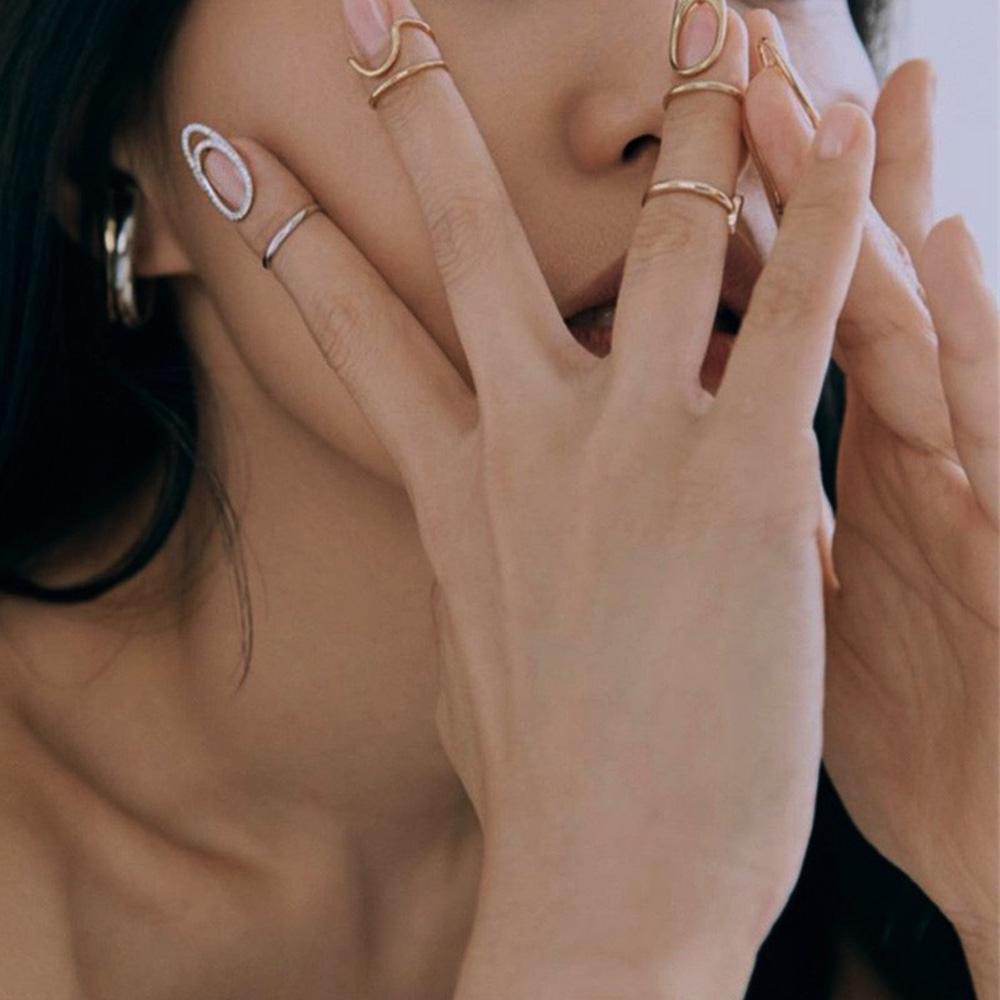 Nhẫn Đeo Tay Kim Loại Đính Đá Phong Cách Hàn Quốc Cho Nữ