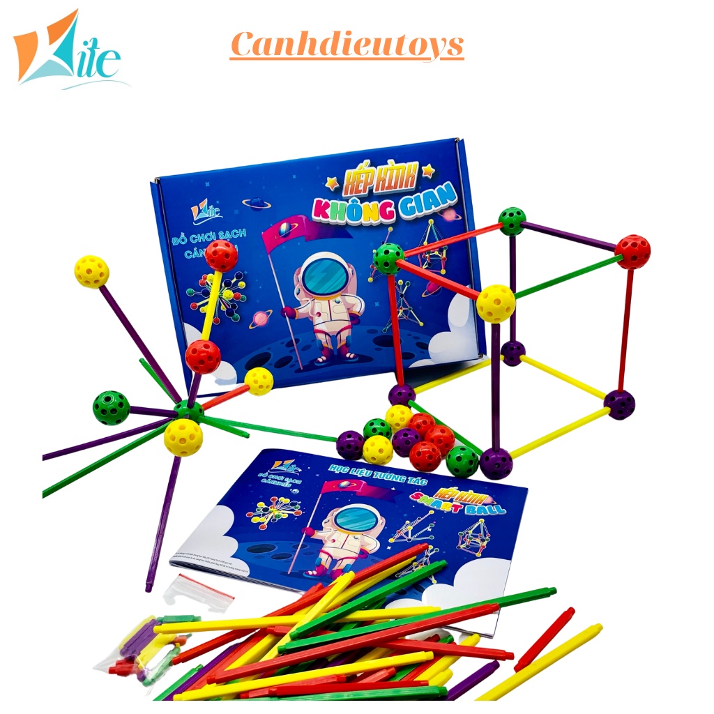 Bộ xếp hình không gian Smartball kèm học lệu Cánh Diều, kích thích sự sáng tạo, trí tuệ, rèn luyện tính kiên trì của trẻ