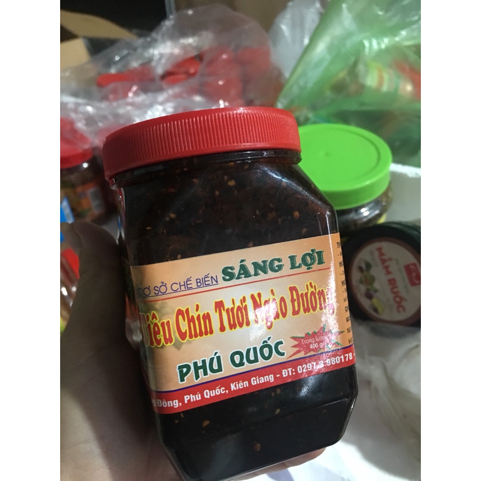 Hủ 400gr Tiêu chín ngào đường Đặc sản Sáng Lợi Phú Quốc hộp đỏ