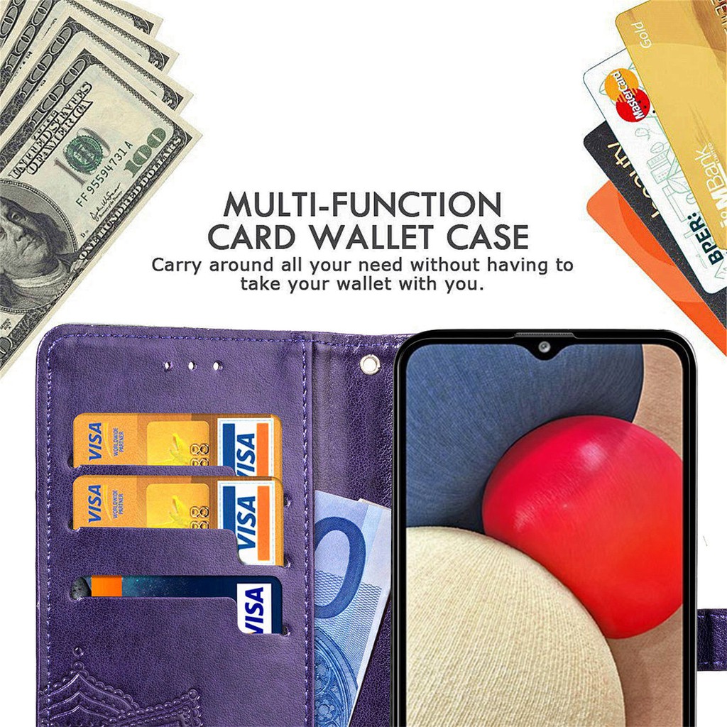 Bao da điện thoại dạng ví khóa từ tính chống sốc họa tiết Mandala có dây đeo cho Samsung Galaxy A02S | BigBuy360 - bigbuy360.vn