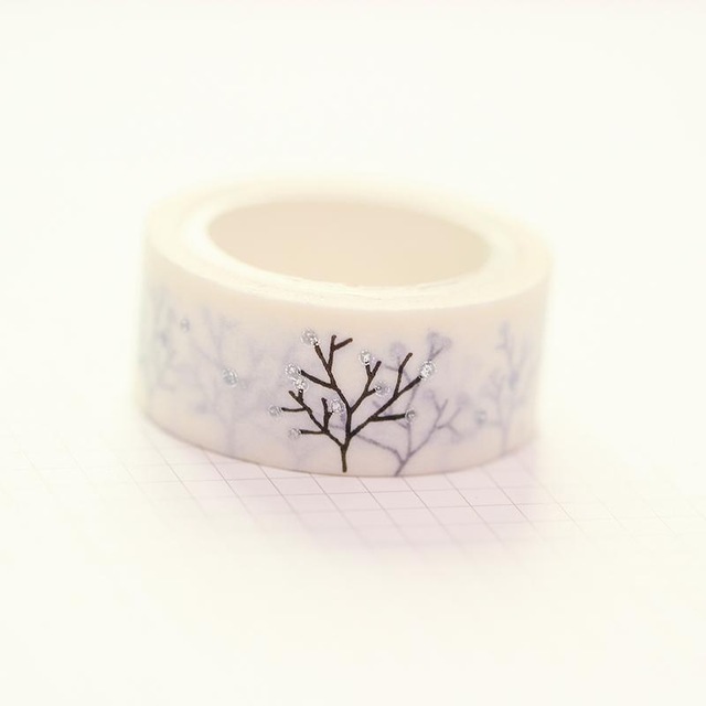 Cuộn băng dính washi tape màu đen / vàng trang trí nhật ký/ sổ tay
