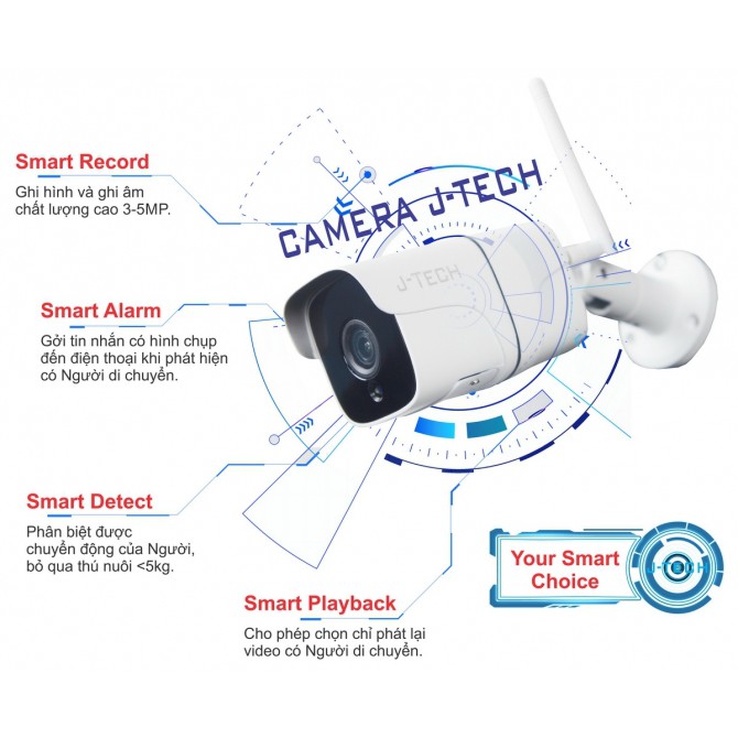 CAMERA WIFI IP J-TECH HD5725W (Wifi, 2MP/H.265X )