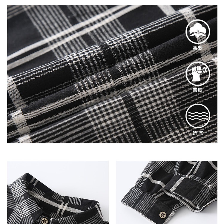 Áo khoác sơ mi kẻ sọc caro phong cách Hàn Quốc mùa xuân thu mới cho bé trai