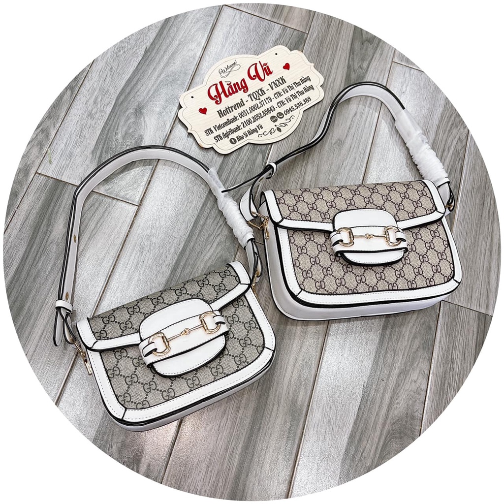 Túi guccci Hà Hồ Viền Trắng,FREESHIP, sz 22cm và 25cm siêu siêu xịn