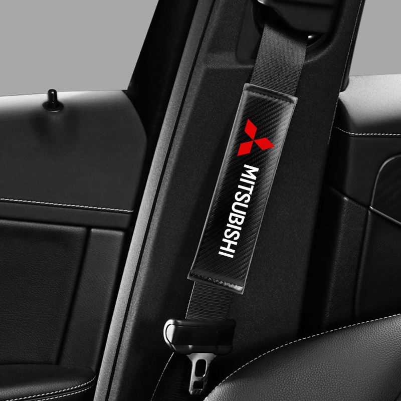 Set 2 Vỏ Bọc Dây Đai An Toàn Bằng Sợi Carbon Gắn Dây Đai An Toàn Cho Xe Hơi Fo Mitsubihsi Xpander Attrage Outlander Triton Pajero Lancer