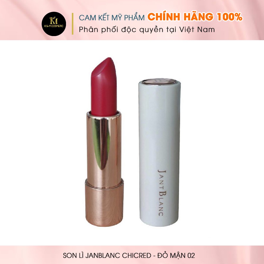 Son Lì Chống Thấm Nước Lâu Trôi Dưỡng Ẩm Dành Cho Môi Khô JANBLANC CHICRED - ĐỎ MẬN 02 3.5g #02