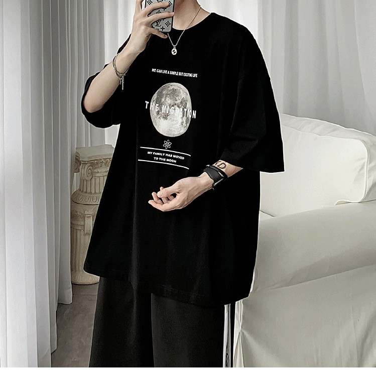 Áo thun tay lỡ unisex phom rộng JPA Moon basic tee mùa hè phông trơn nam nữ oversize J110