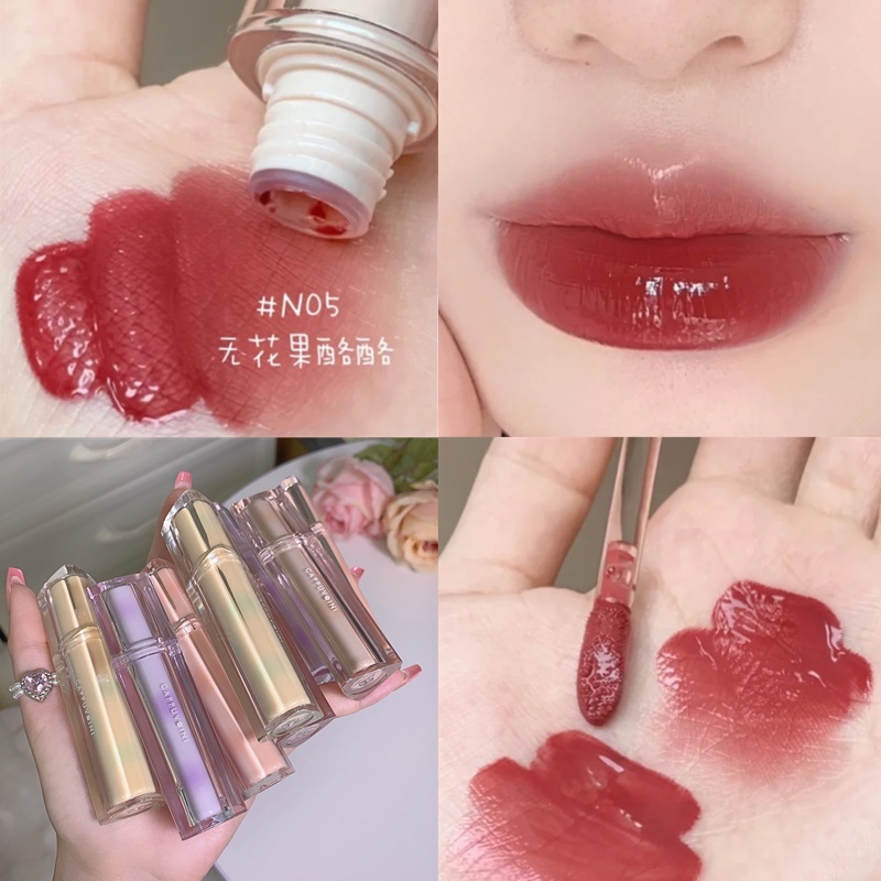 Son kem bóng CAPPUVINI thạch trà căng mọng nhẹ môi Iced Tea Mirror Surface Lip Glaze