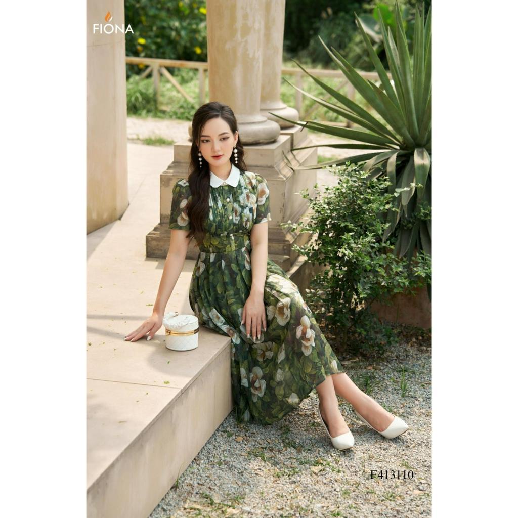 Đầm thiết kế cao cấp FIONA váy công sở nữ xếp ly dáng dài trẻ trung cổ đức tay ngắn F413110