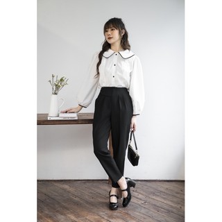 Sơ mi cổ sen viền đen