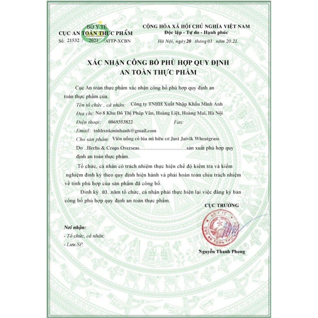 Just Jaivik Wheatgrass 750mg - Viên uống hữu cơ Cỏ Lúa Mì bổ sung các loại vitamin và dưỡng chất