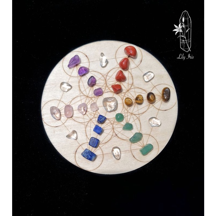 Crystal Grid - lưới tinh thể kèm đá dùng tăng sức mạnh của đá thanh tẩy Tarot, vật phẩm quà tặng, trang trí nhà cửa